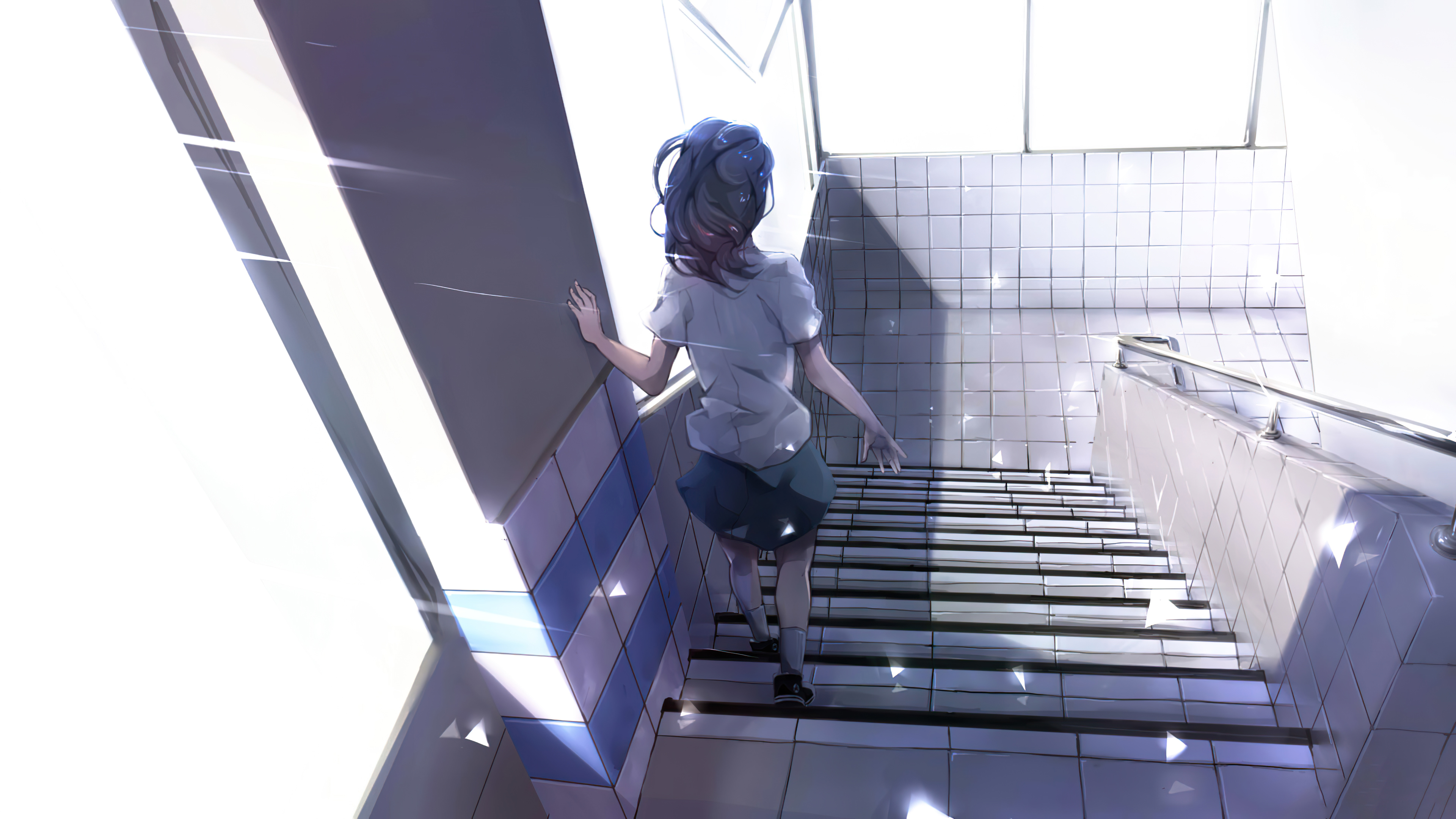 anime girl walking down stairs 1696340534