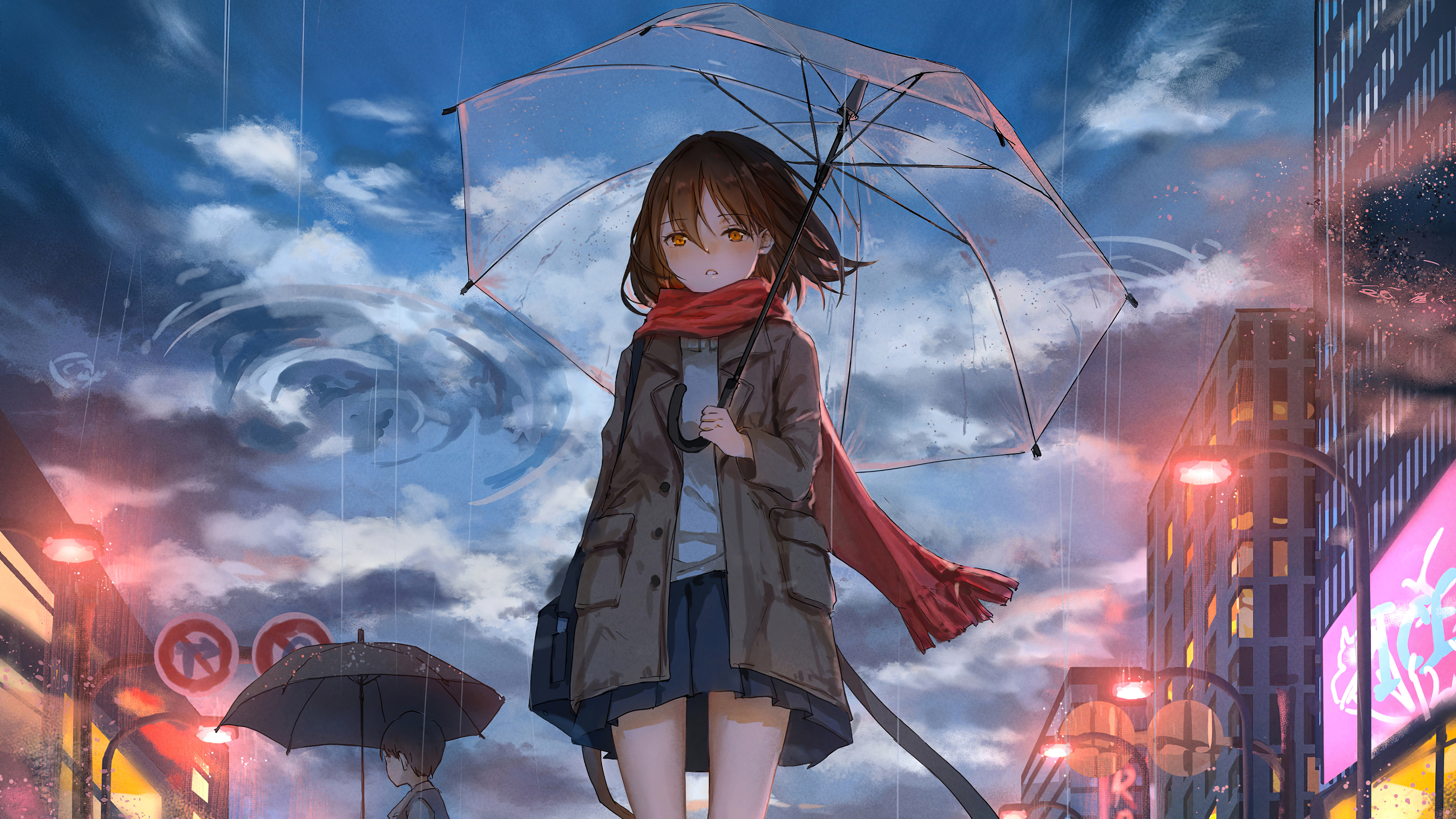 anime girl walking in rain with umbrella 1696889144