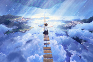 anime girl walking on dream bridge 1696367191