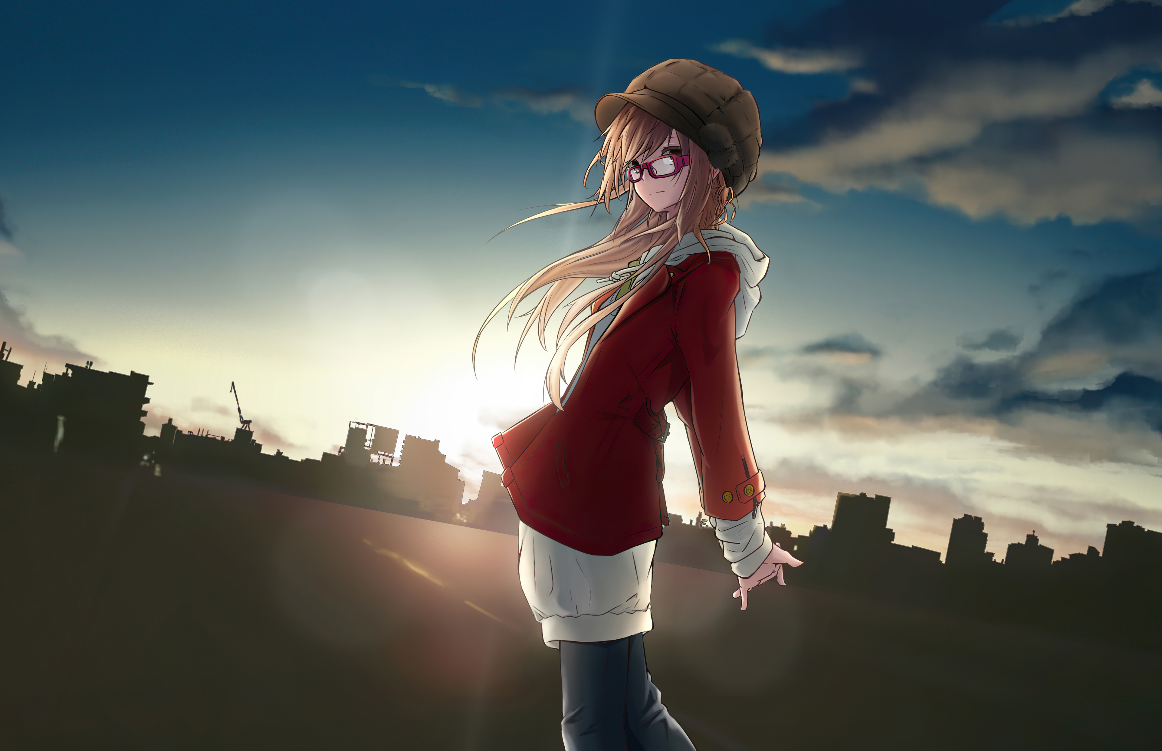 anime girl with glasses winter 4k 1696231506