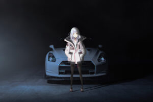 anime girl with nissan gtr 35 4k 1696232521