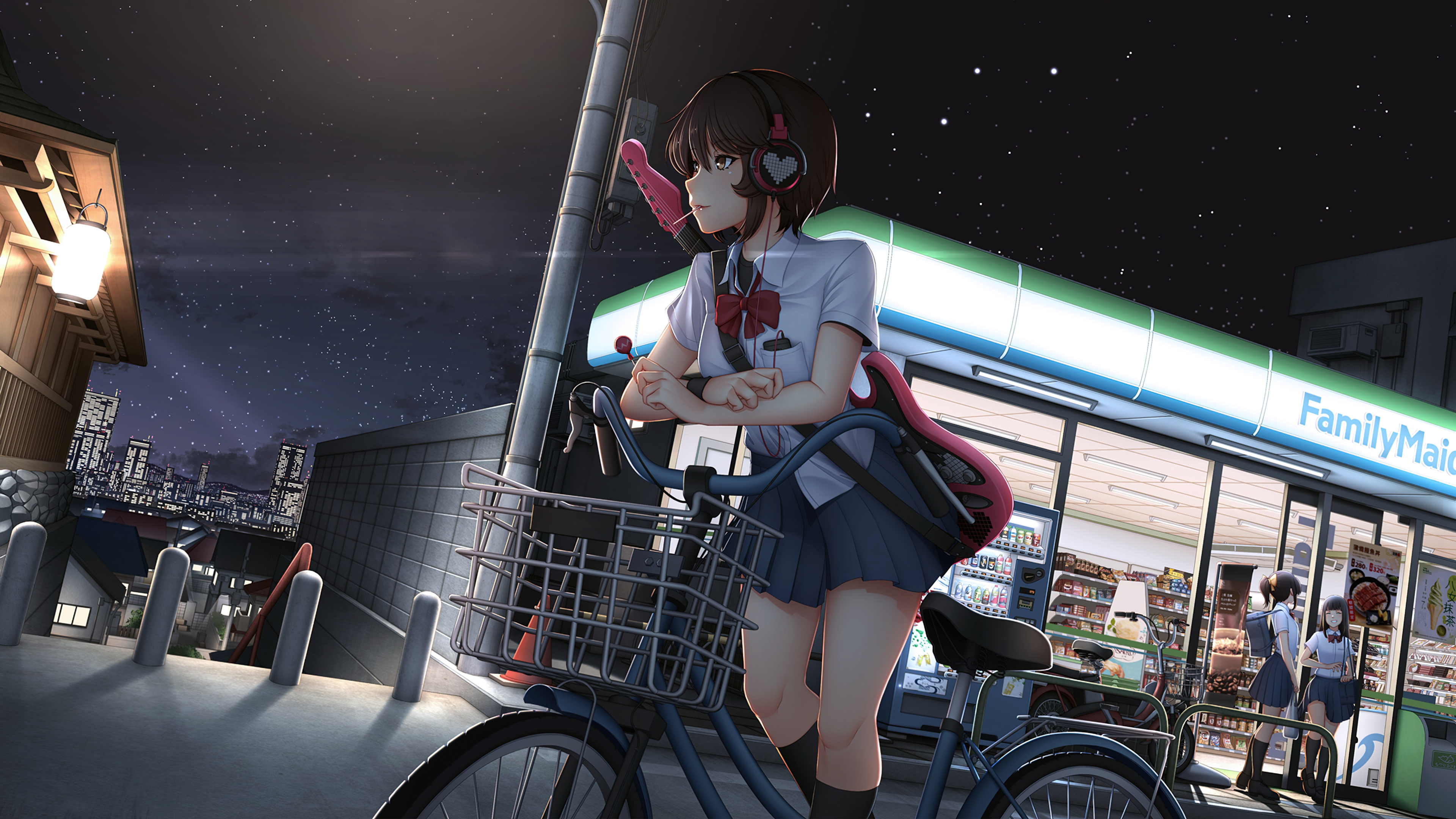 anime school girl on bicycle outside 1696331329