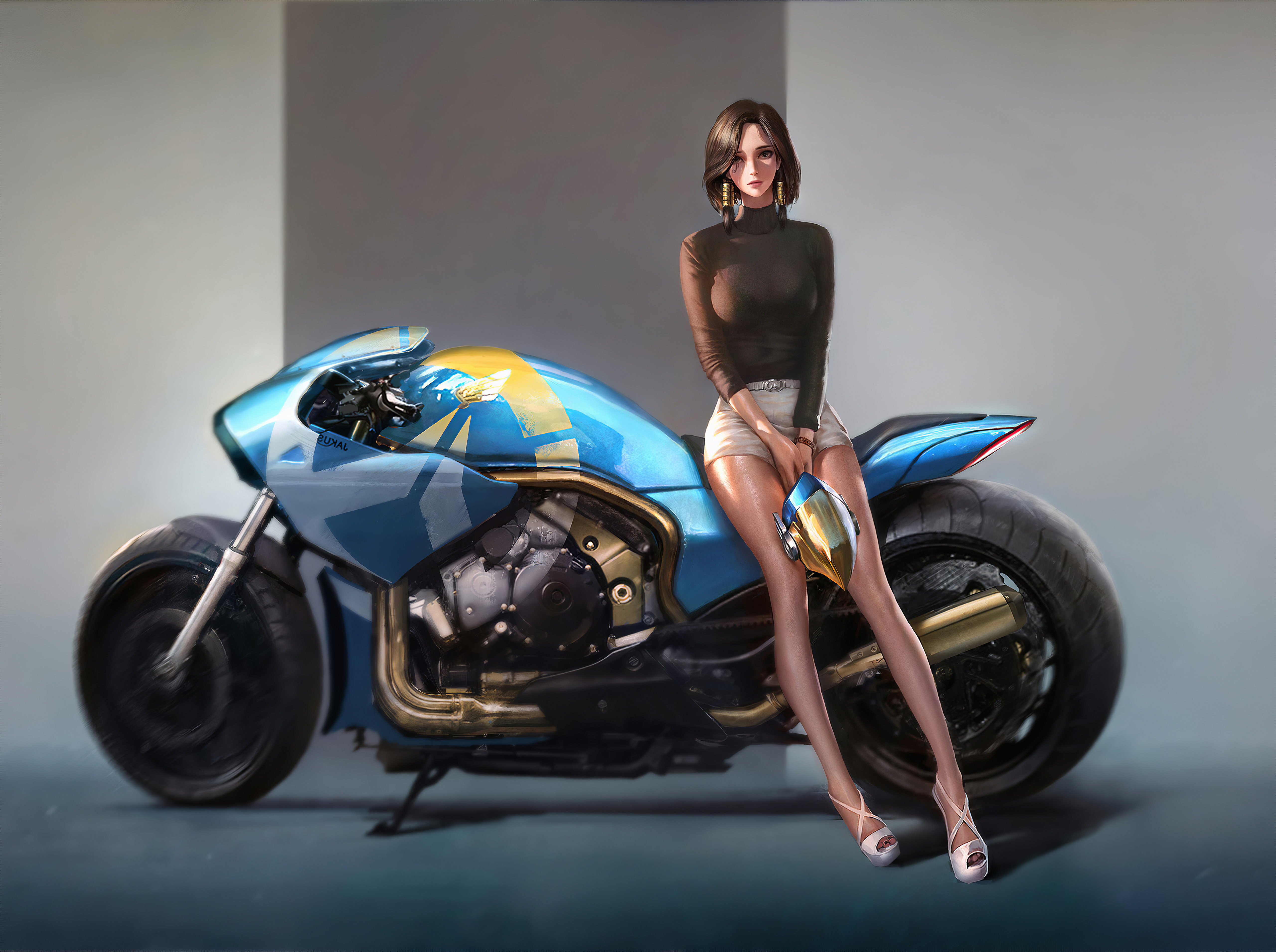 beautiful biker anime girl 4k 1696805439