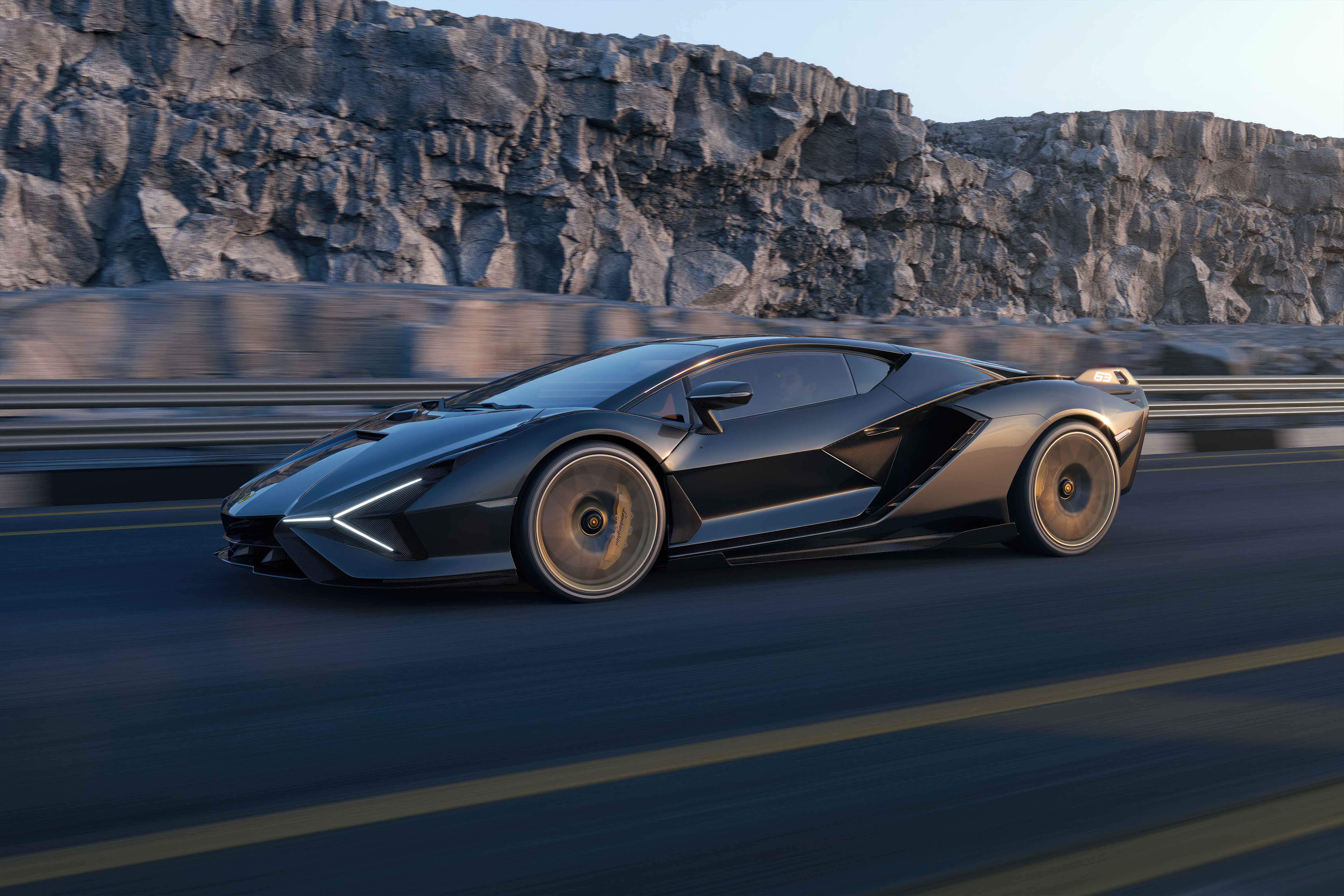 black lamborghini sian 4k 1698357984