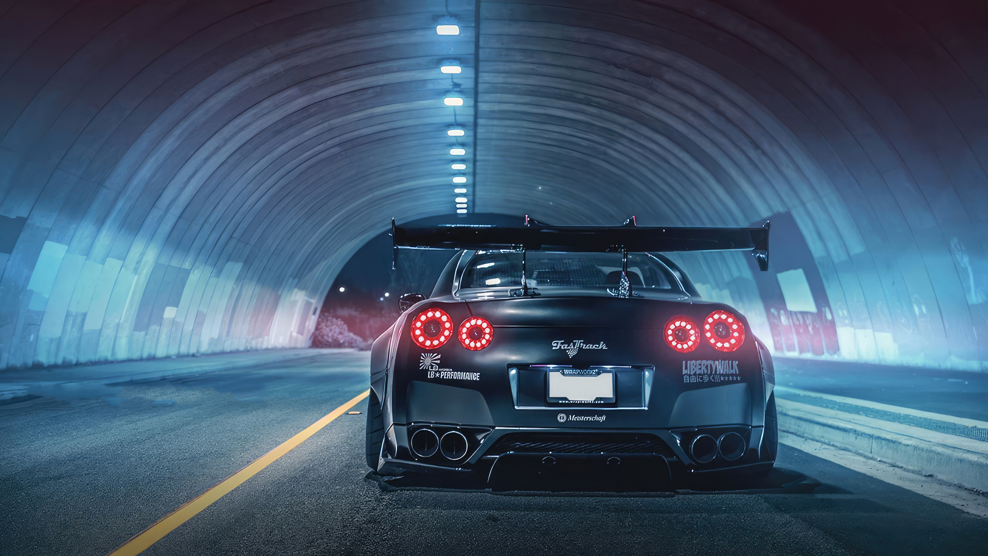 black nissan gtr rear 4k 1698266029