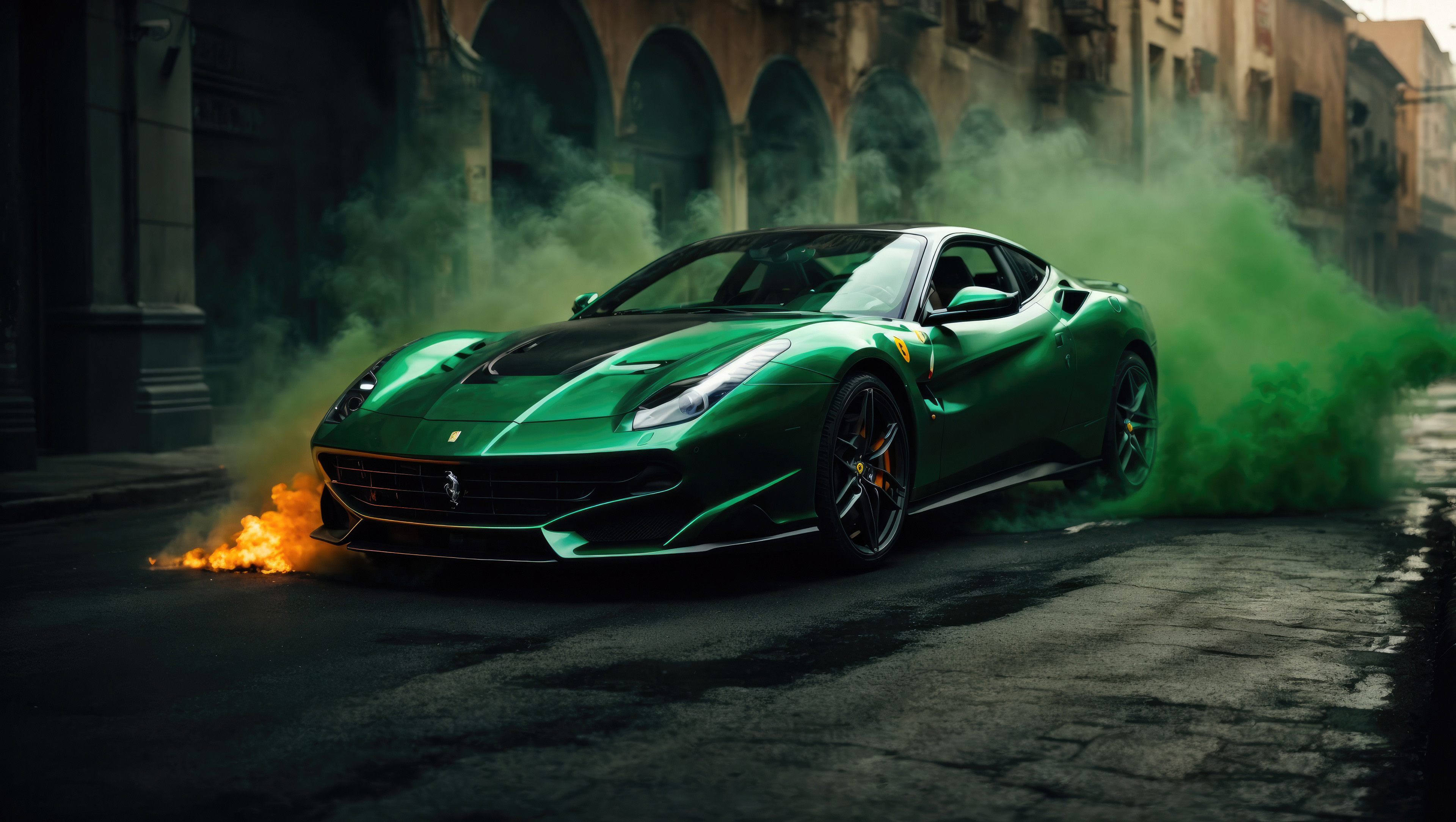 green ferrari 488 pista 4k 1697784573