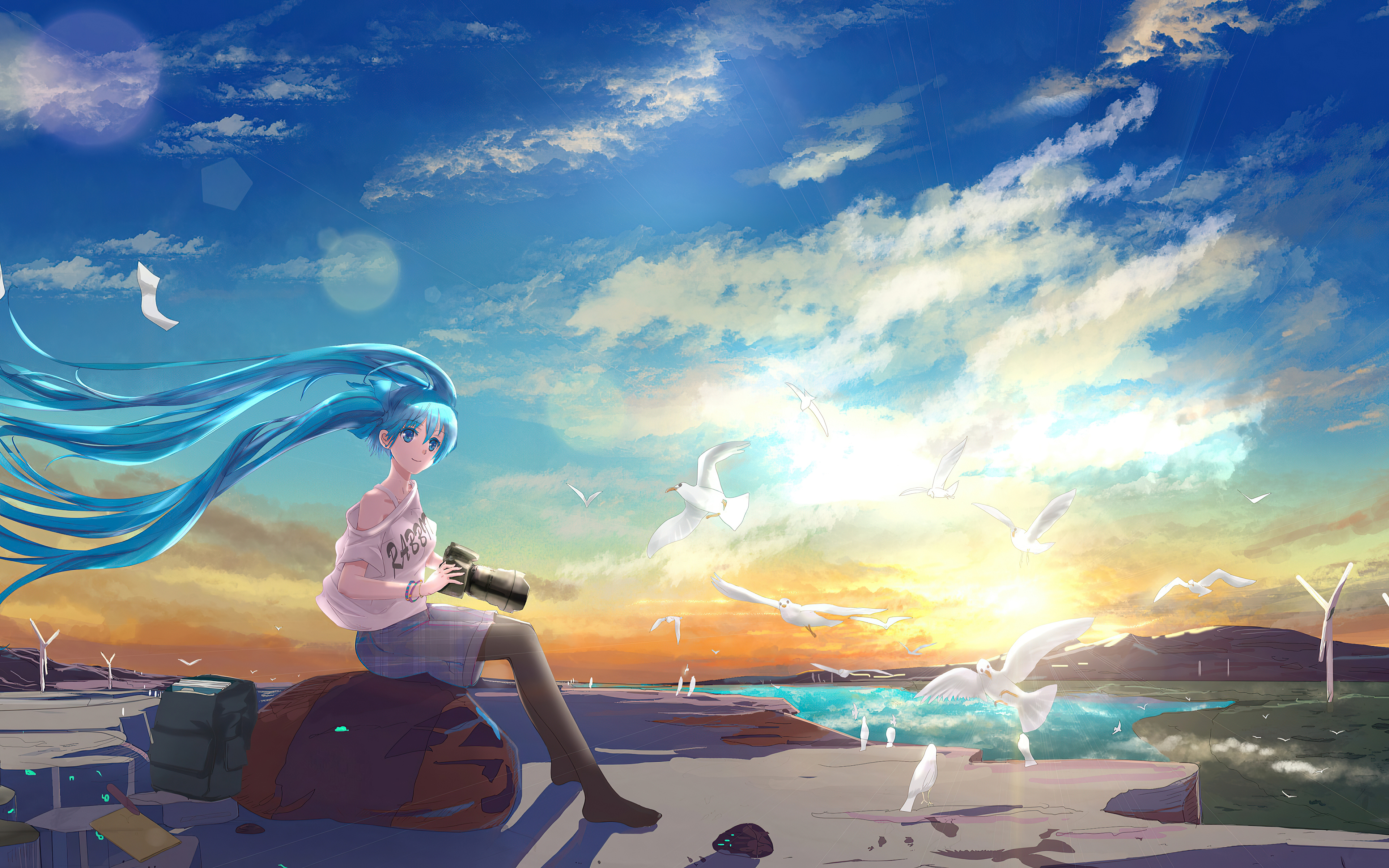 hatsune miku vocaloid long hairs taking nature pics 1696412749