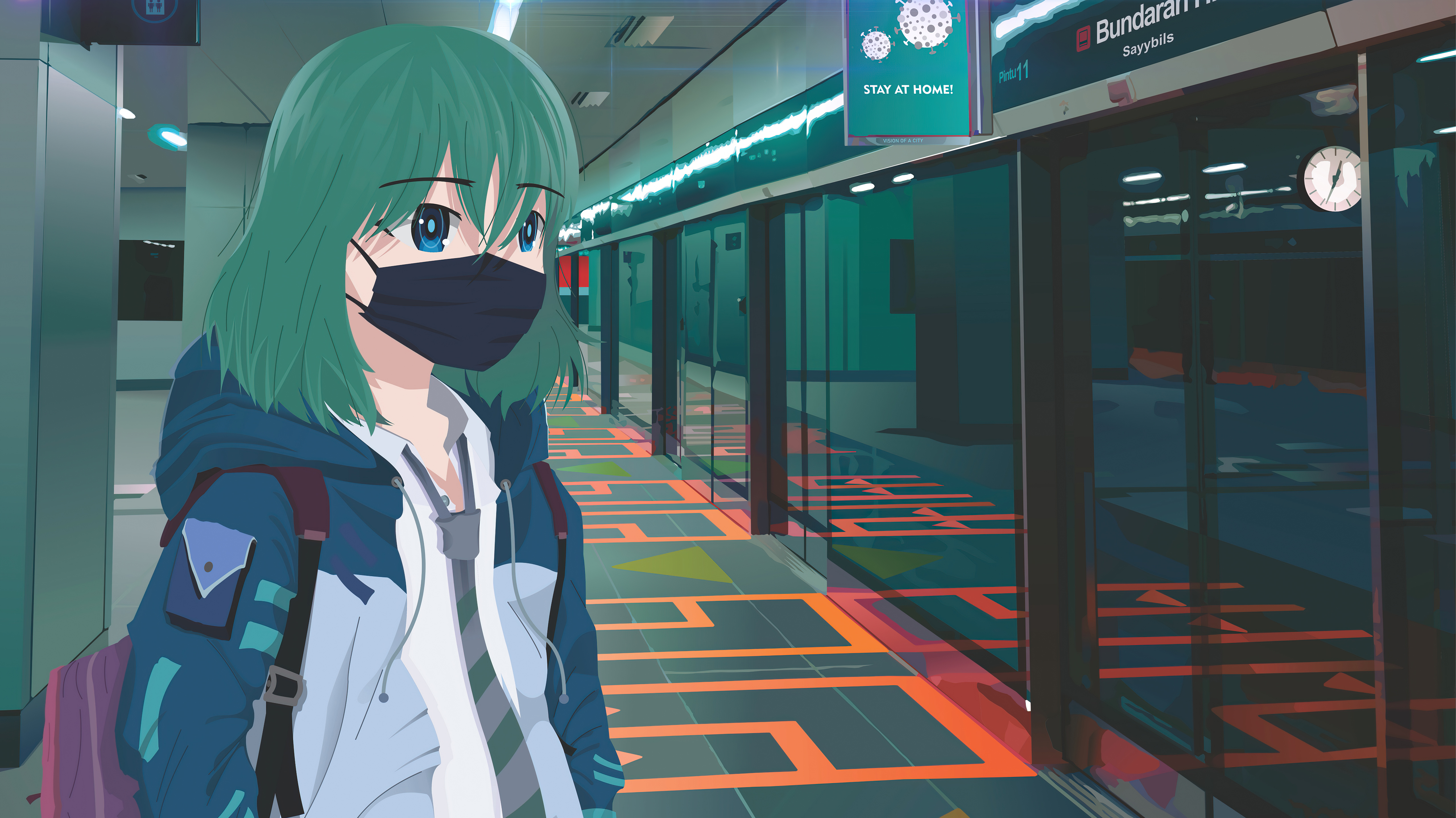 jakarta cyberpunk anime girl mask 4k 1696187628