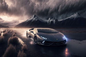 lamborghini huracan riding in mountains 4k 1697962573