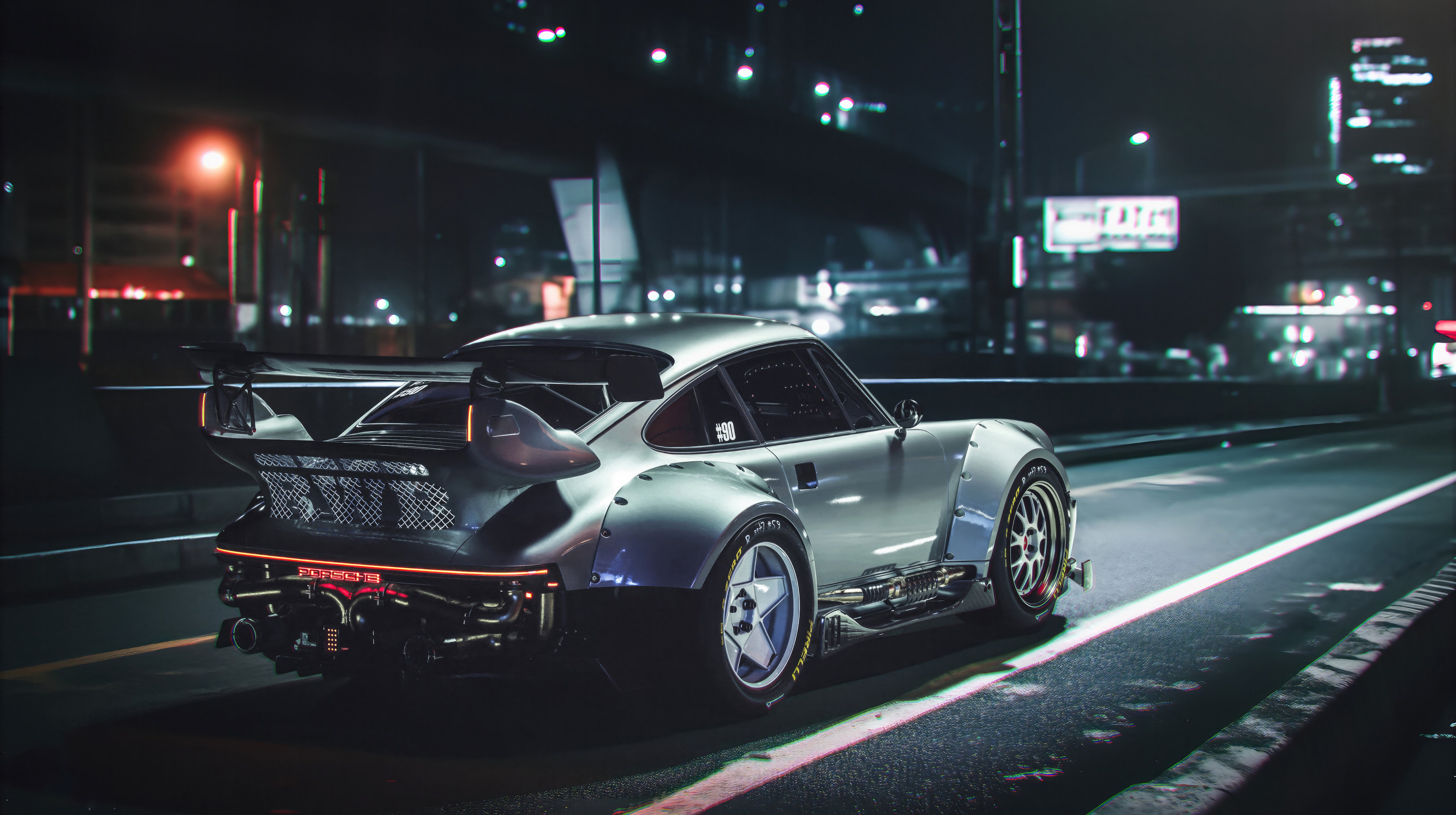 nightfall drive cyberpunk porsche 4k 1697749337