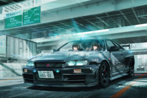 nissan gtr r34 anime girl 4k 1696172501