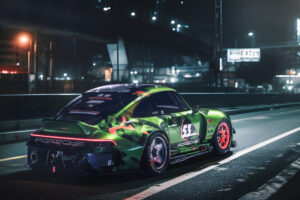 porsche on darkened streets cyberpunk nightfall quest 4k 1697749337