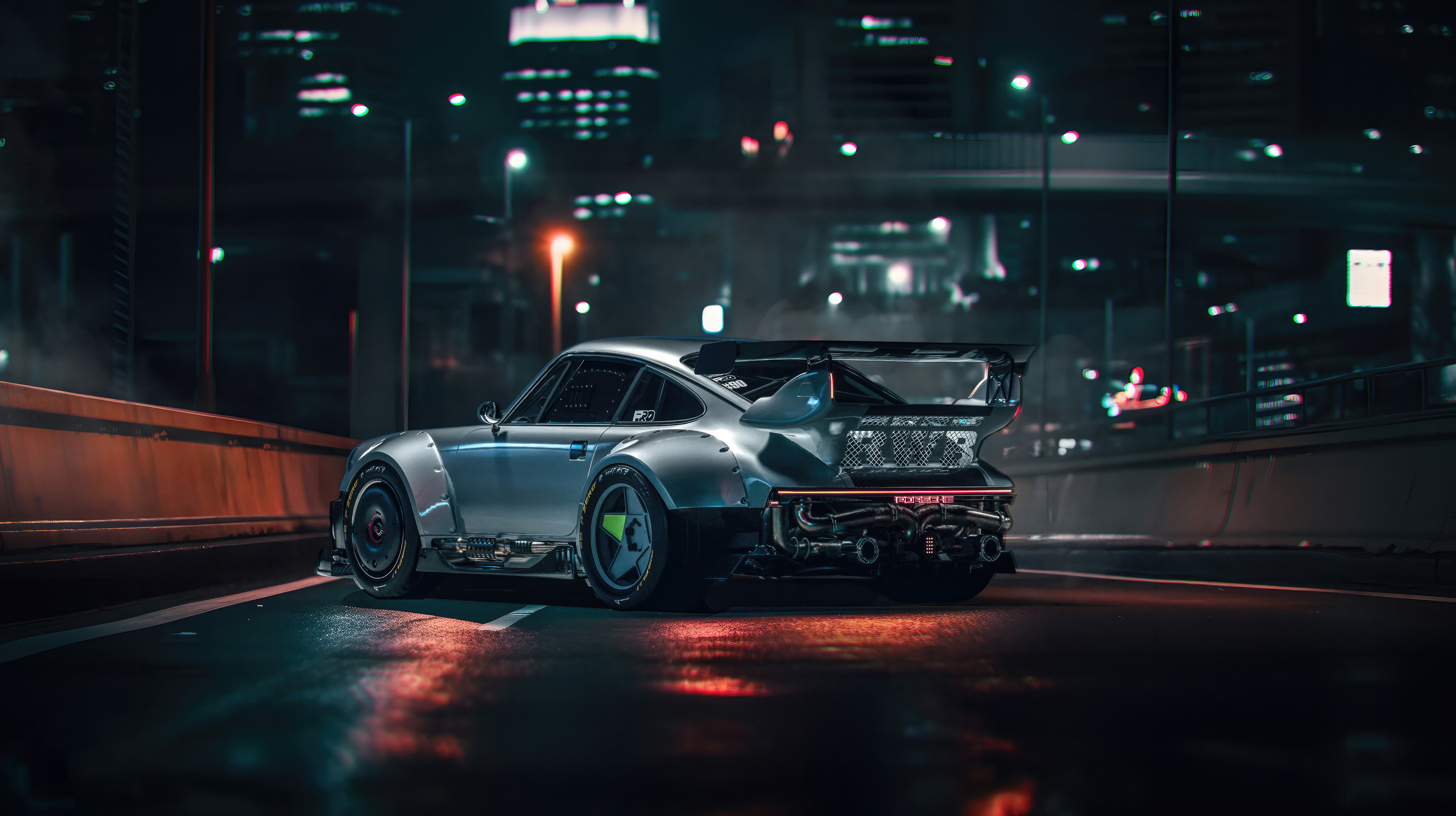 porsches neon escapade nightfall drive in cyberpunk world 4k 1697749337