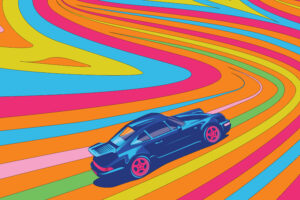 psychedelic porsche car view 4k 1698595339