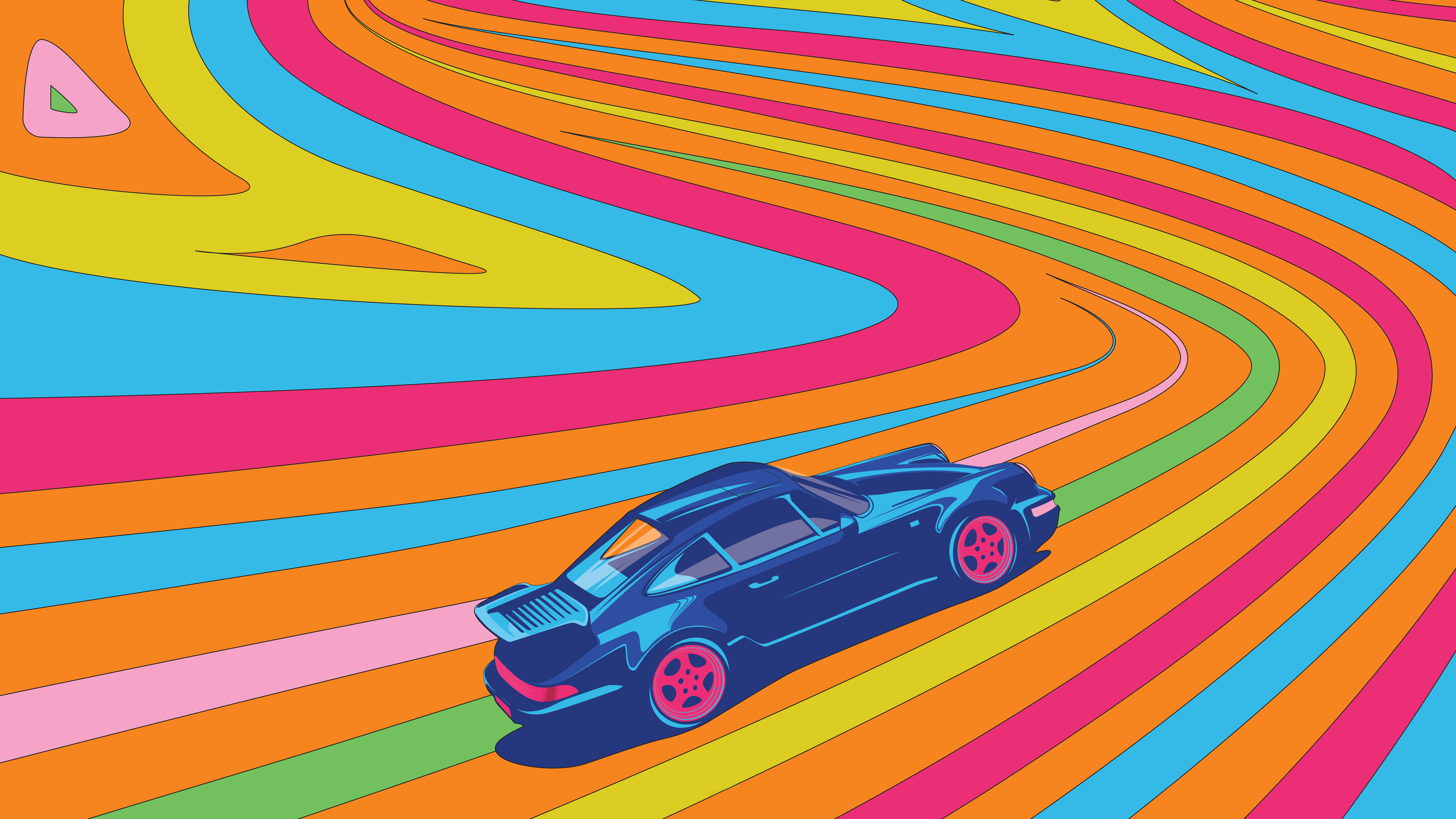 psychedelic porsche car view 4k 1698595339