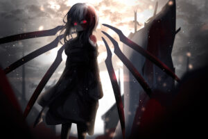 red glowing eyes anime girl 4k 1696357666