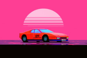 sports car 8 bit art view 4k 1698438003