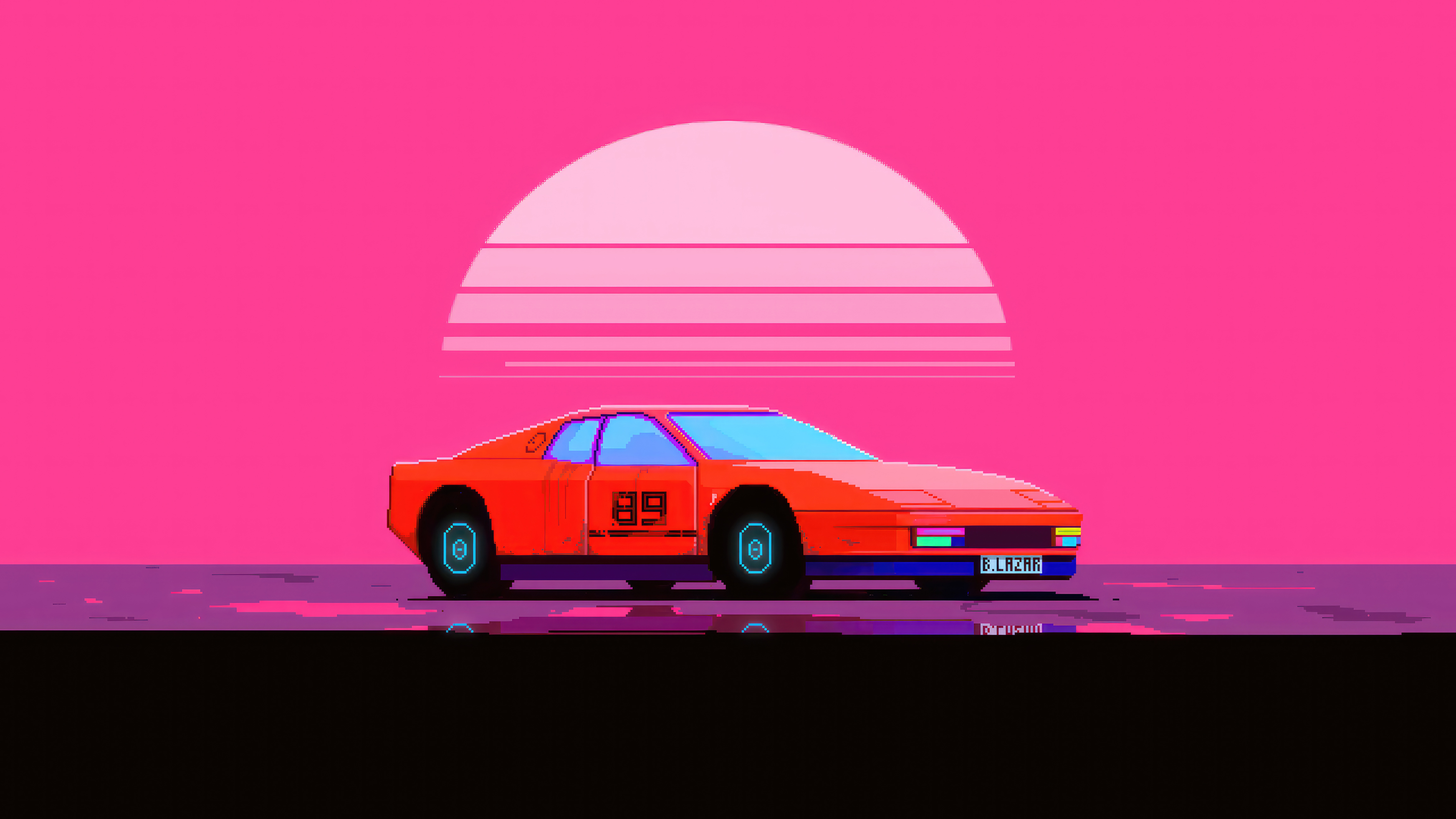 sports car 8 bit art view 4k 1698438003