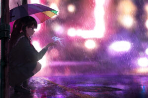 umbrella rain anime girl 1696368555