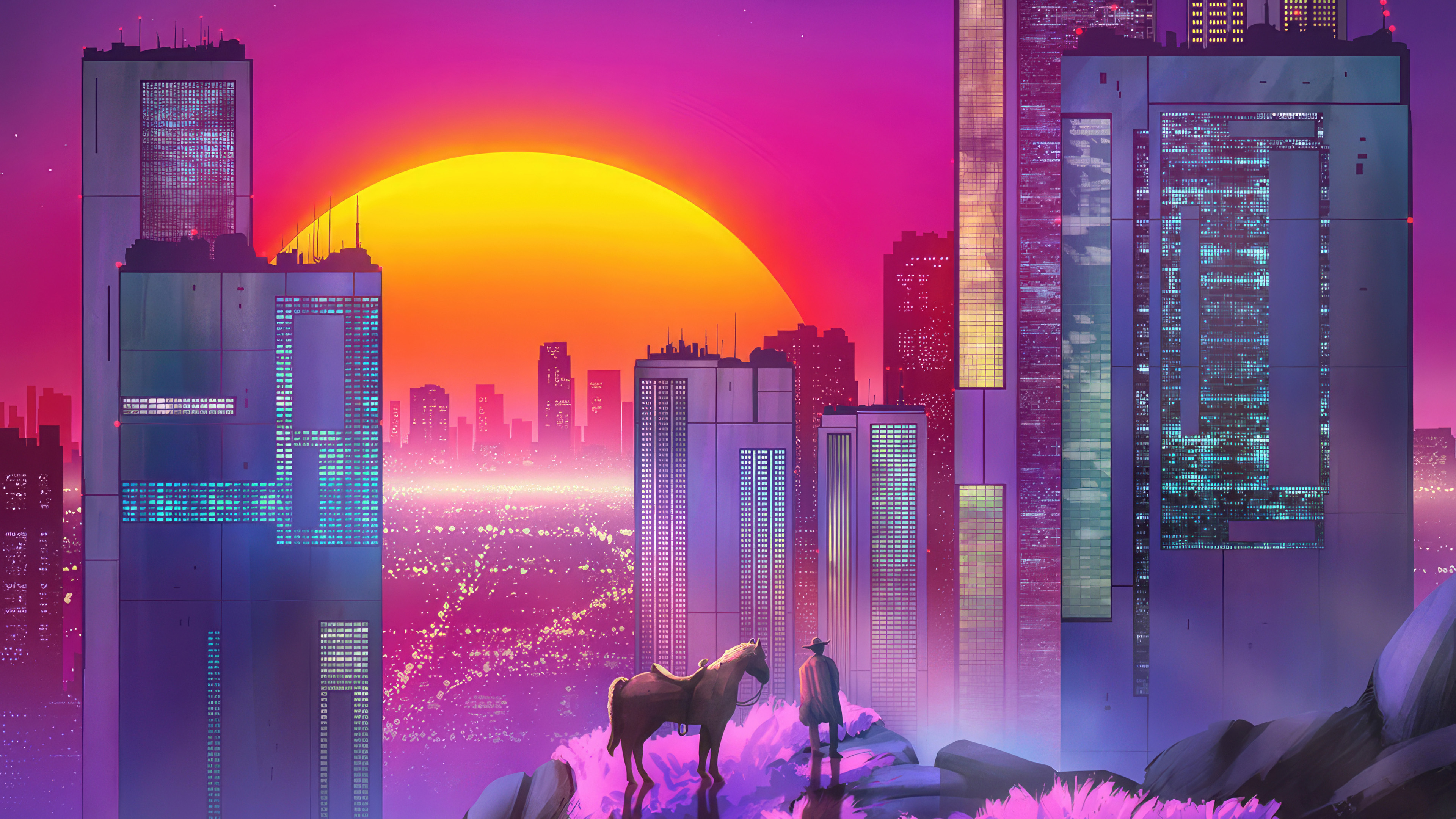 neon cowboy retrowave 4k nv.jpg