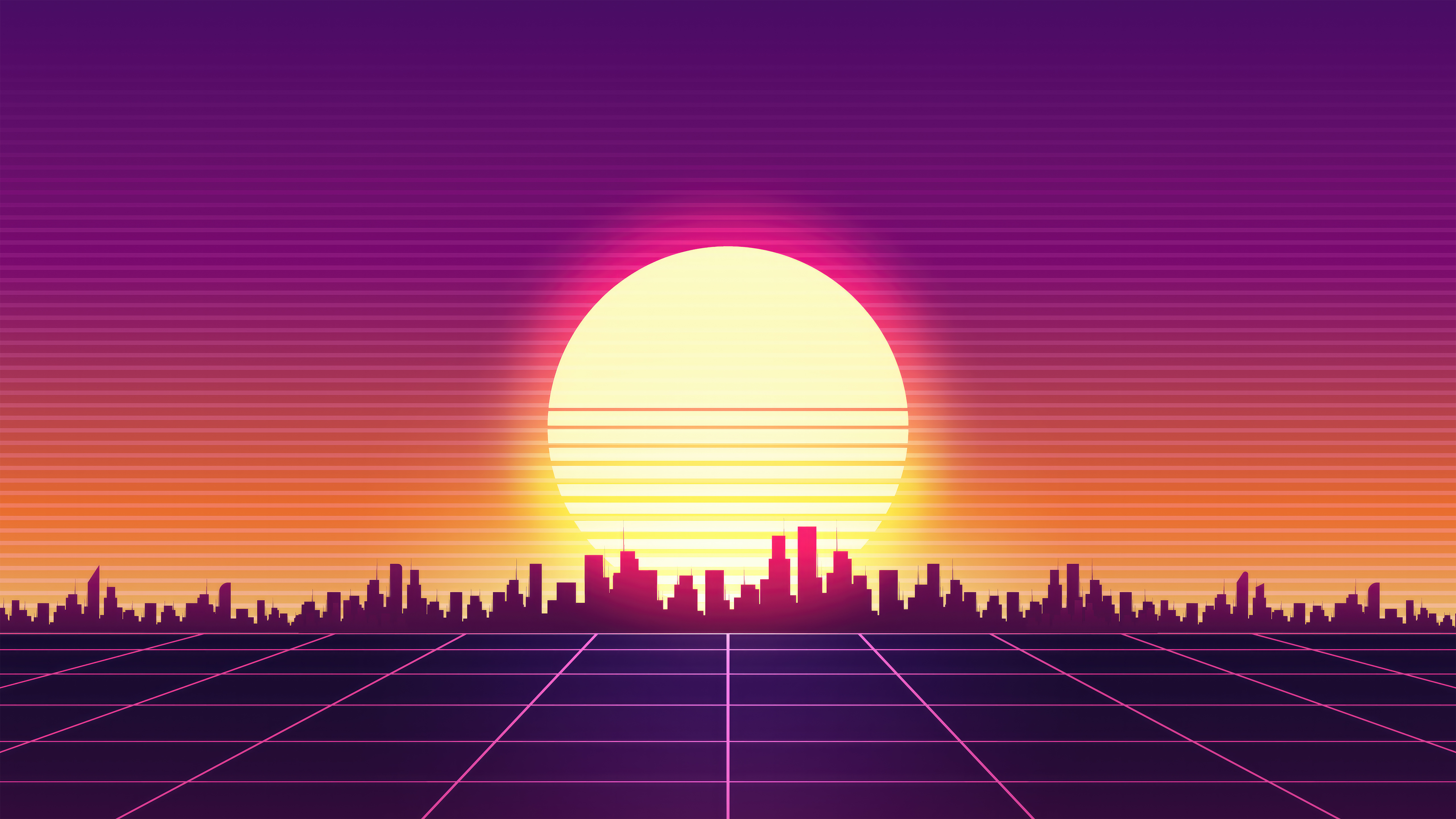 retrowave city sunset minimal 4k hj.jpg