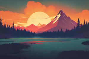 sunset over the mountain minimal n9.jpg