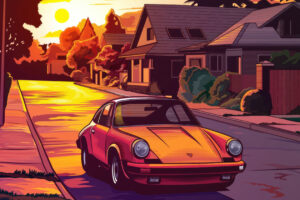 vintage porsche vibing on street while sunset 17.jpg