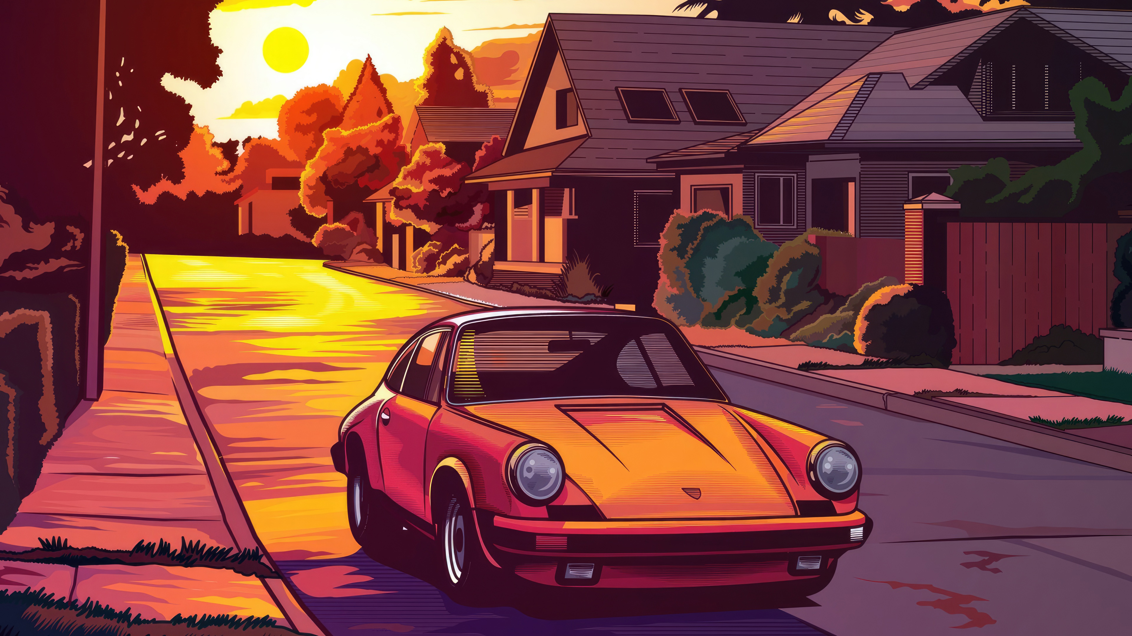 vintage porsche vibing on street while sunset 17.jpg