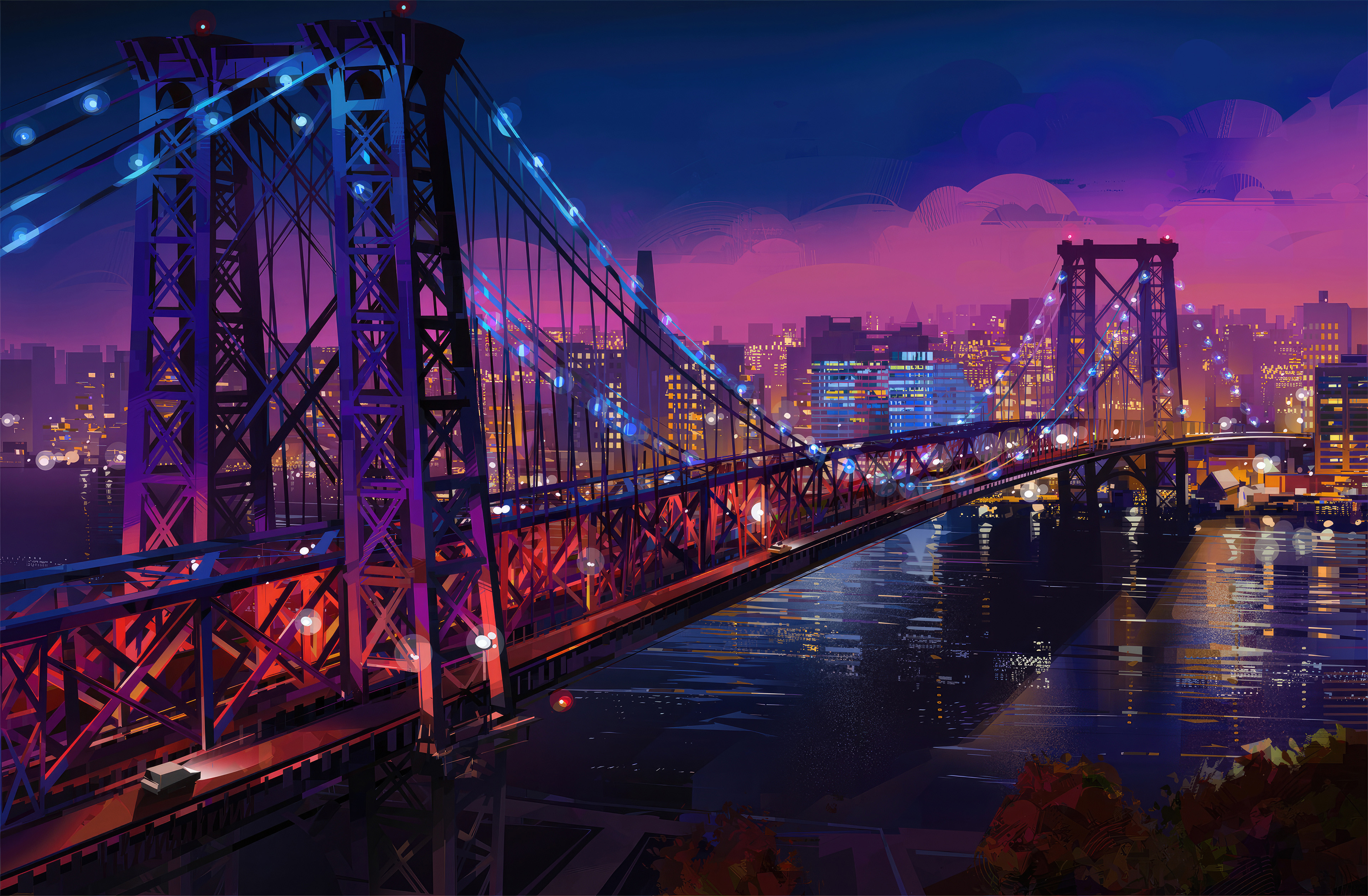 williamsburg bridge new york digital art 4k qp.jpg