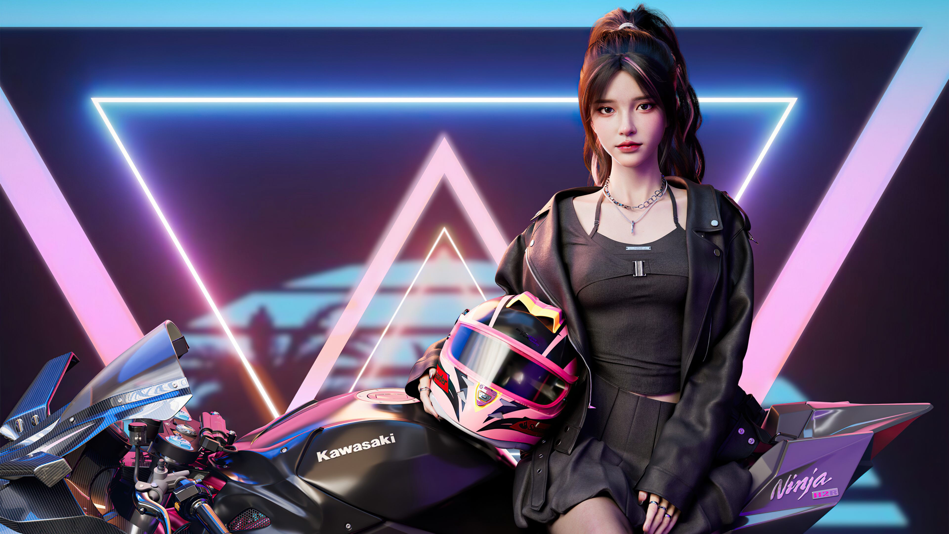 cool cgi biker girl with ninja h2r pb.jpg