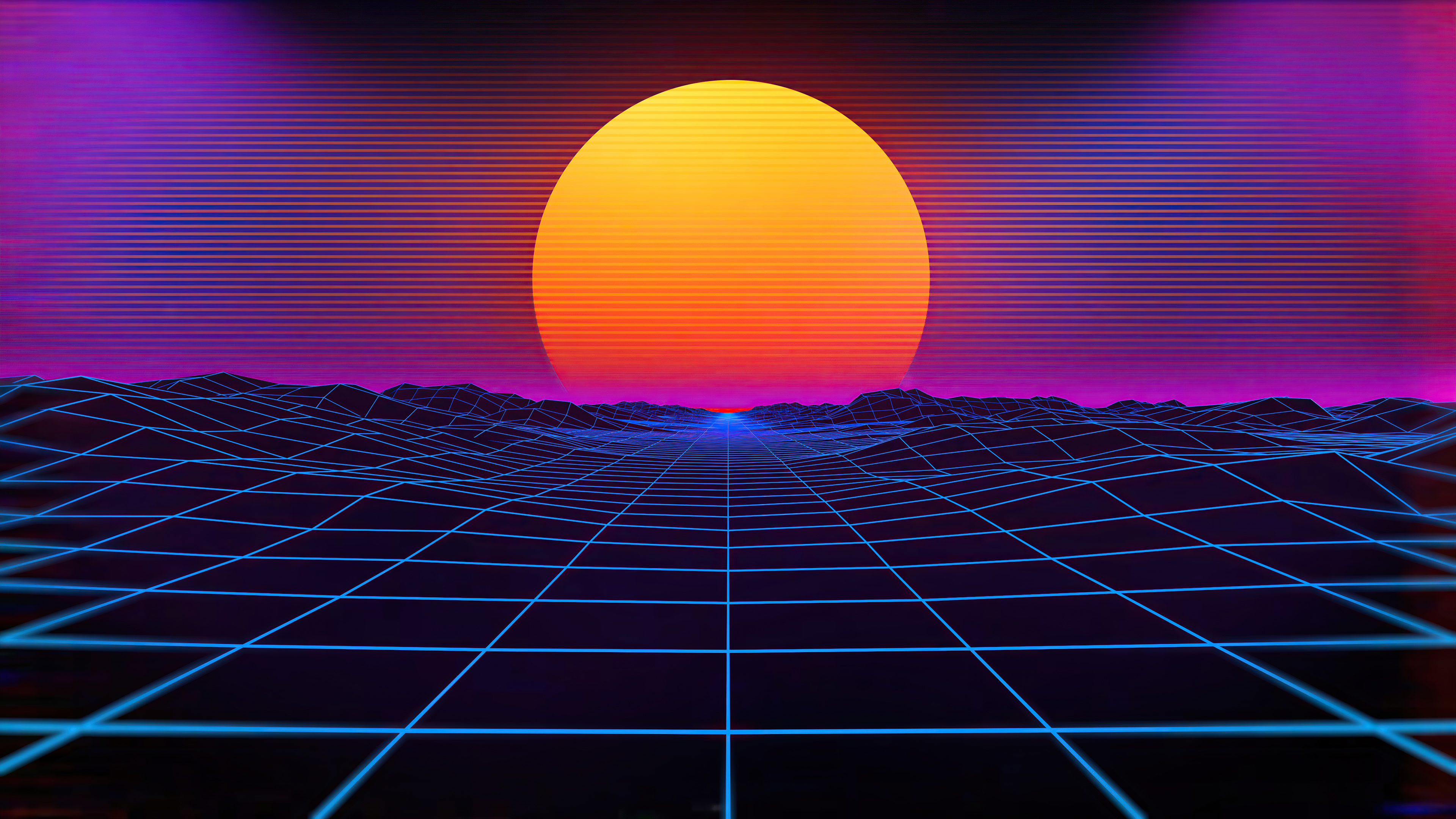 cyberpunk sunset grid mountains 4k jg.jpg