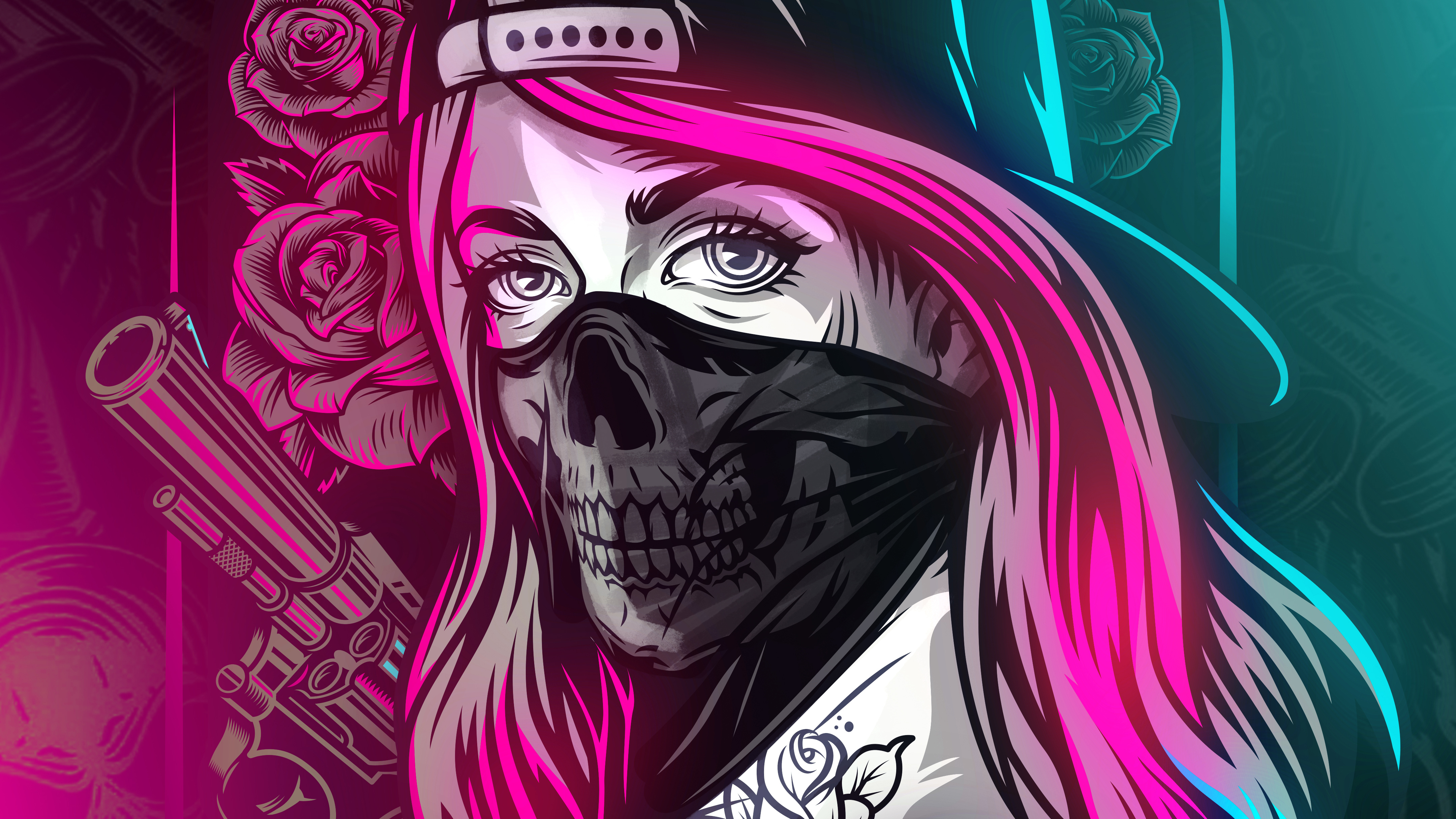 guns and cash girl with mask artistic art rk.jpg