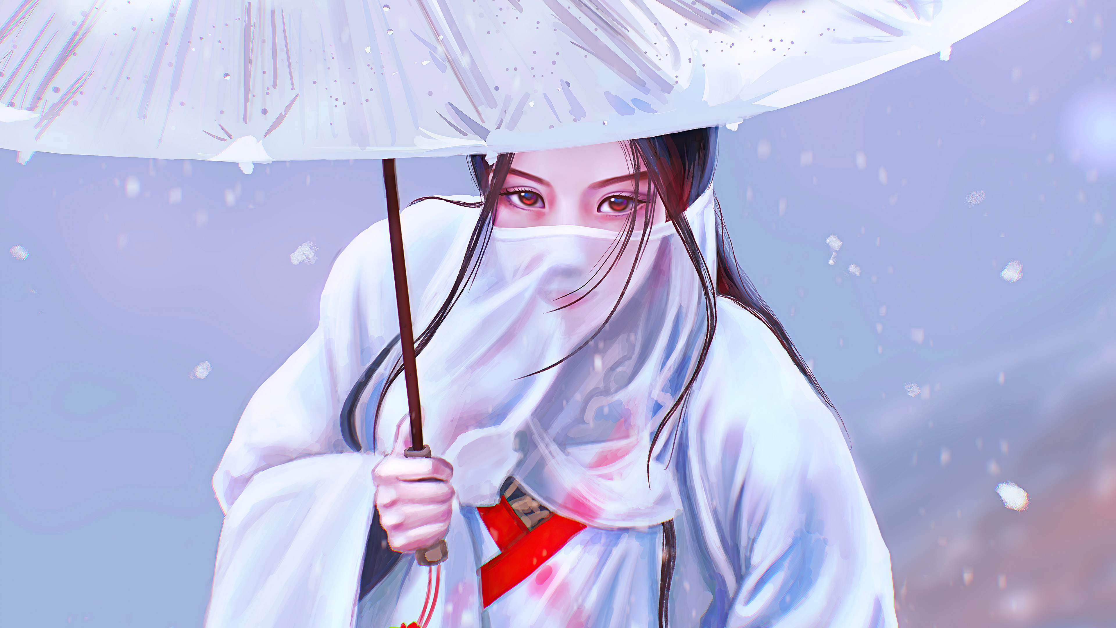 asian girl face covered umbrella digital art nl.jpg