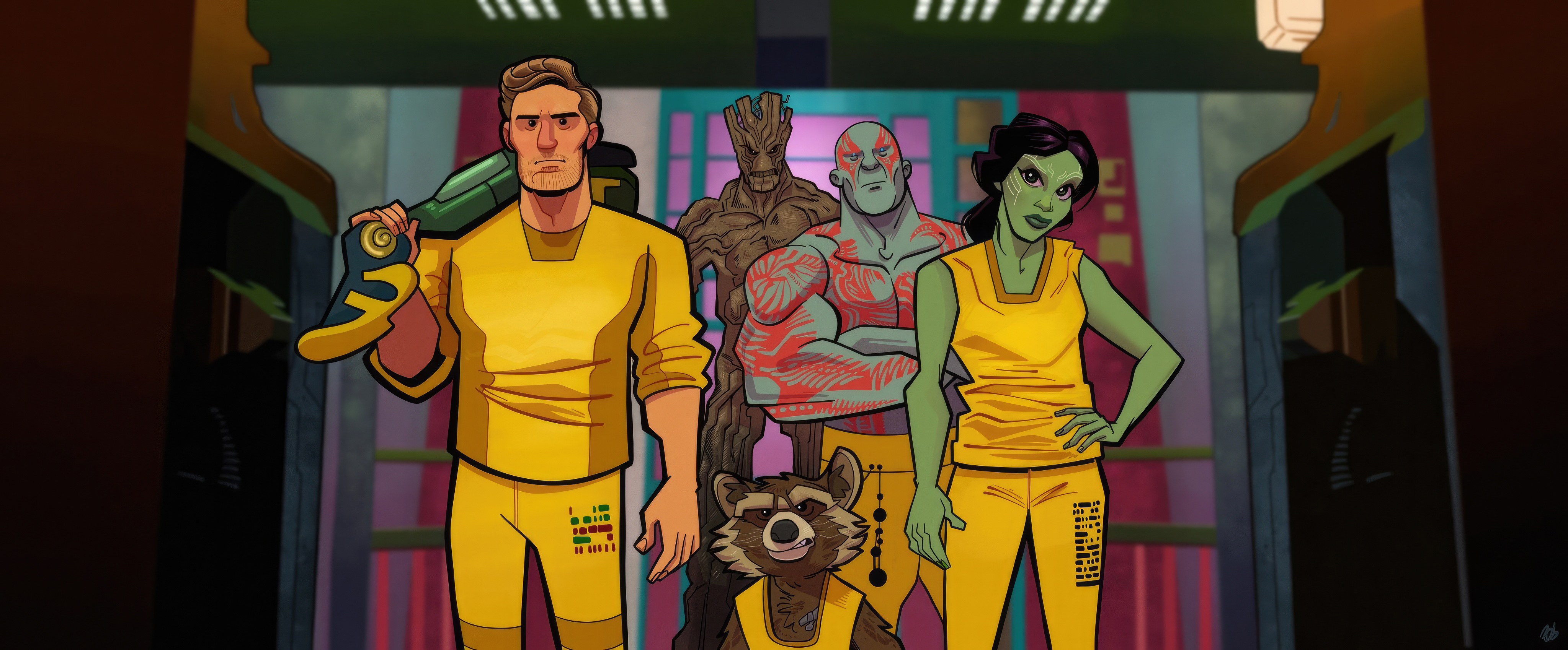 star lord groot drax the destroyer rocket raccoon and gamora in prison 6n.jpg